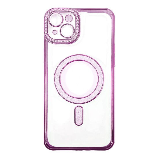 Capa Magnética com Lente de Câmara para Apple iPhone 15 Plus Rosa